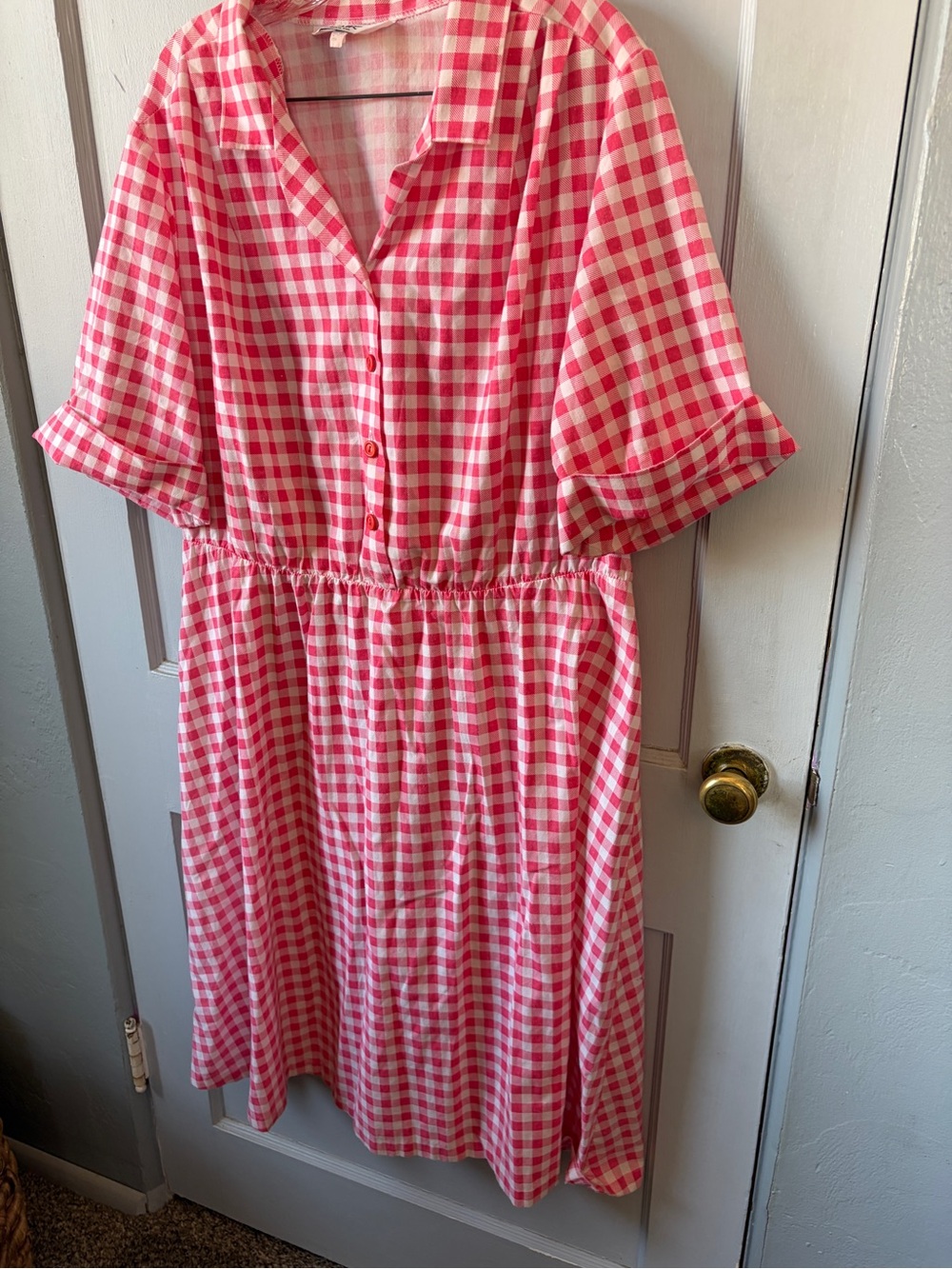 True Vintage 1980s Blair Pink and White Gingham Midi Dress 7-15